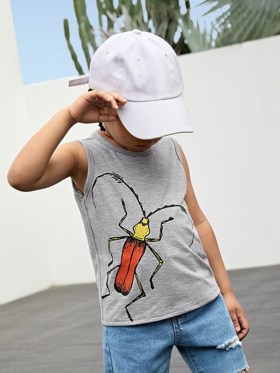 SHEIN Toddler Boys Animal Print Tank Top