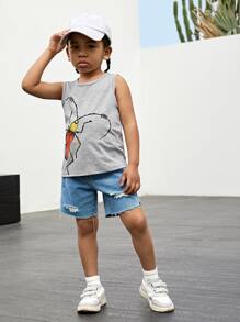 SHEIN Toddler Boys Animal Print Tank Top