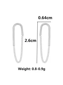 1對時尚別針銀耳釘適用於女士日常裝飾 - 銀色 - 查看 3