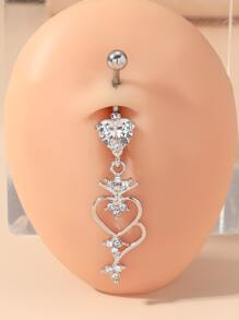 1 Máy Tính Ngộ Nghĩnh Kim Cương Giả & Trái Tim Trang Trí Rốn Bụng Vòng Cho Nữ Trang Trí Cơ Thể Cho Nữ & Bé Gái - Bạc - Xem 1