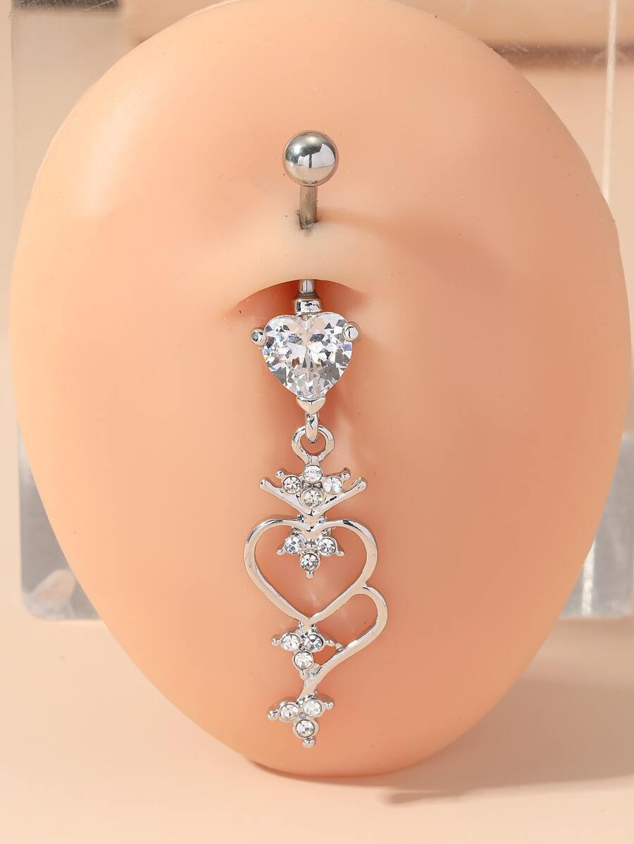 1 Máy Tính Ngộ Nghĩnh Kim Cương Giả & Trái Tim Trang Trí Rốn Bụng Vòng Cho Nữ Trang Trí Cơ Thể Cho Nữ & Bé Gái - Bạc - Xem 1