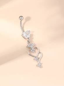 1 Máy Tính Ngộ Nghĩnh Kim Cương Giả & Trái Tim Trang Trí Rốn Bụng Vòng Cho Nữ Trang Trí Cơ Thể Cho Nữ & Bé Gái - Bạc - Xem 2