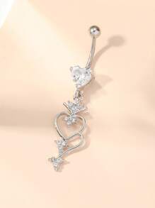 1 Máy Tính Ngộ Nghĩnh Kim Cương Giả & Trái Tim Trang Trí Rốn Bụng Vòng Cho Nữ Trang Trí Cơ Thể Cho Nữ & Bé Gái - Bạc - Xem 4