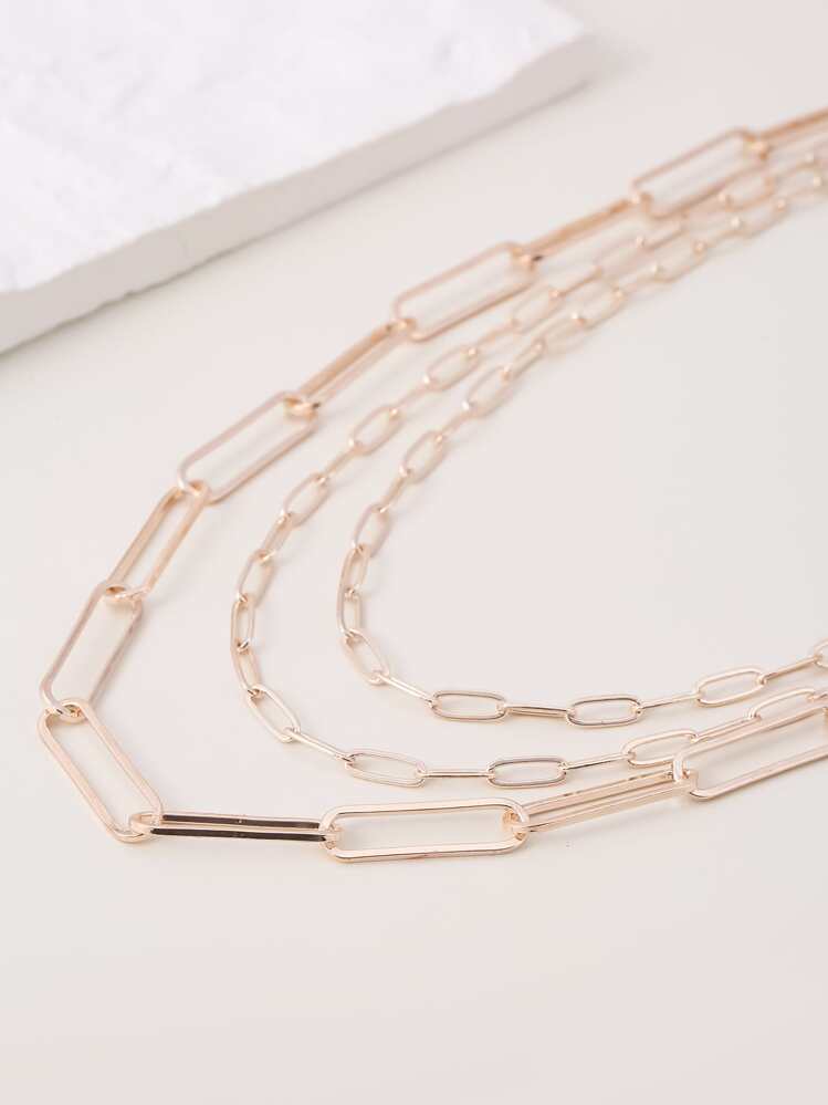 1入組時尚極簡多層次項鍊適用於女士適合派對 - 玫瑰金 - 查看 3