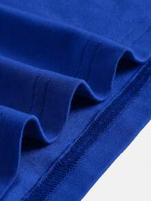 SHEIN BASICS Camiseta unicolor de cuello redondo - azul real - Ver 7