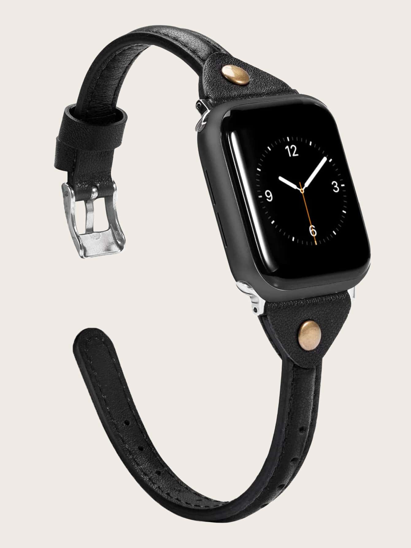 1peça Pulseira compatível com apple watch rebite decoração pu - Preto - Ver 1