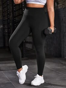 Yoga Basic Quần thể thao Legging Plus Size  & Quần màu trơn - màu đen - Xem 2