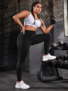 Yoga Basic Quần thể thao Legging Plus Size  & Quần màu trơn - màu đen - Xem 5