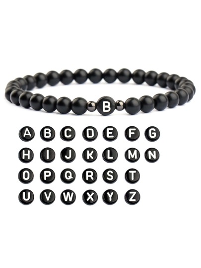 1pc Boho Letter Detail Beaded Bracelet For Women For Vacation