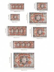 1pc Flower Pattern Rug, Vintage Polyester Rectangle Design Floor Carpet For Home ,Room Decor - Multicolor - View 3