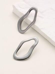 1對時尚鋅合金幾何耳釘適用於女士適用於度假 - 槍黑色 - 查看 2