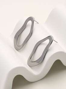 1對時尚鋅合金幾何耳釘適用於女士適用於度假 - 槍黑色 - 查看 3