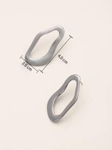 1對時尚鋅合金幾何耳釘適用於女士適用於度假 - 槍黑色 - 查看 4