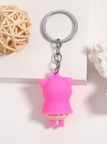 卡通動物吊墜鑰匙圈 - 玫紅色 - 查看 2
