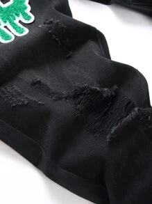 Quần Jeans Nam Túi Bị tách Dây kéo Lá thư - màu đen - Xem 6