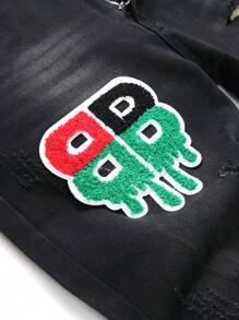 Quần Jeans Nam Túi Bị tách Dây kéo Lá thư - màu đen - Xem 7