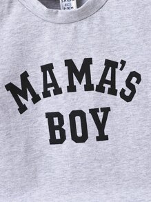 Bebé niño Shorts con camiseta con estampado de letra - Gris Claro - Ver 3