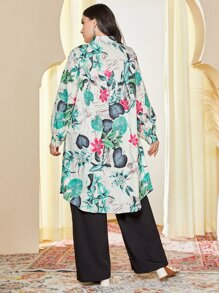 Al Najma 大碼熱帶圖案上衣和闊腿褲 - 彩色 - 查看 2