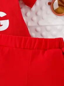 Baby Boy Crown & Letter Graphic Tee & Shorts - Red - View 7