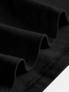 SHEIN BASICS Plus Solid Short Sleeve Crop Tee - Black - View 4