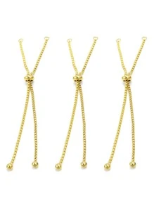 3pcs/set Stainless Steel Adjustable Slide Chain With 2 Rings, For Making Jewelry Bracelet DIY Accessories