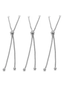 3pcs/set Stainless Steel Adjustable Slider Chains With 2 Loops For Jewelry Making and DIY Bracelet Accessories - Silver - View 2