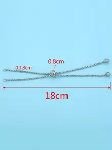 3pcs/set Stainless Steel Adjustable Slider Chains With 2 Loops For Jewelry Making and DIY Bracelet Accessories - Silver - View 5
