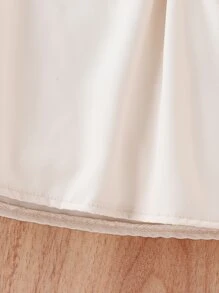 Baby Bow Front Fold Pleated Detail Keyhole Back Dress - Apricot - View 7