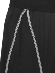 Men Top-stitching Sports Tights - Black - View 3