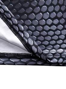 Camiseta deportiva para hombre de manga raglán con estampado completo, camiseta de compresión para hombre - Negro - Ver 5