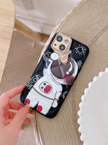 Cartoon Astronaut Print Quilted Phone Case - Multicolor - View 2