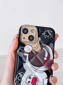 Cartoon Astronaut Print Quilted Phone Case - Multicolor - View 5