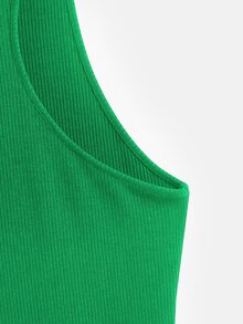 SHEIN BASICS Solid Halter Neck Bodycon Dress - Green - View 7
