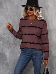 SHEIN LUNE Tie Dye Drop Shoulder Tee - Mauve Purple - View 5