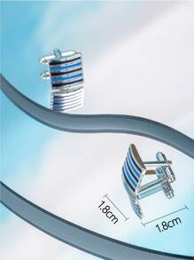 1Pair Minimalist Fashionable Zinc Alloy Striped Pattern Square Decor Cufflinks For Men For Daily Decoration - Silver - View 3