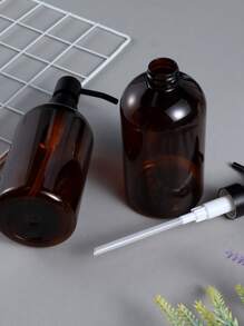 2入組/套500ml寵物乳液分配器,現代字母圖案乳液瓶 - 棕色 - 查看 2