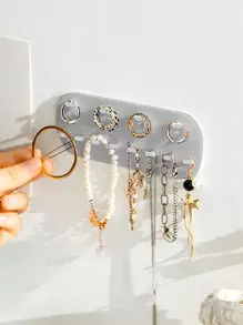 1 Nhựa Trang Sức Giá Đựng Đồ, Màu Xám Hiện Đại Treo Tường Trang Sức Tổ Chức Cho Gia Đình - Xám - Xem 1