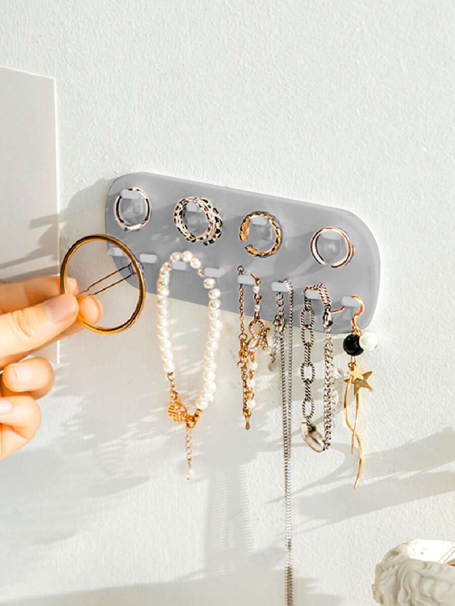 1 Nhựa Trang Sức Giá Đựng Đồ, Màu Xám Hiện Đại Treo Tường Trang Sức Tổ Chức Cho Gia Đình - Xám - Xem 1