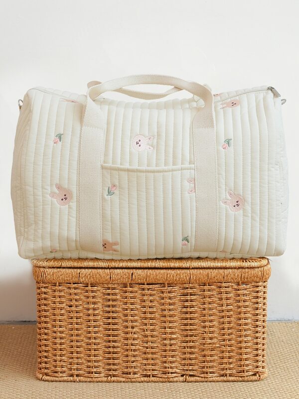 Una bolsa de viaje de lona corta bordada con gran capacidad para facilitar el almacenamiento y una bolsa cruzada con hombro de mamá de Boston