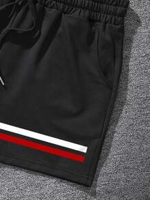 Manfinity Homme Men Plus Striped Drawstring Waist Shorts