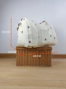 一件刺绣短途旅行大容量便携旅行包方便收纳波士顿妈咪单肩挎包 - 米色 - 查看 4