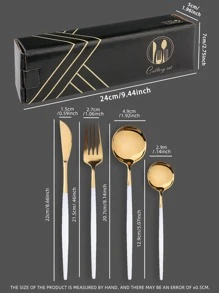 24 piezas Set cubiertos de acero inoxidable - Blanco - Ver 2