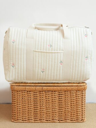 刺繡短途旅行大容量手提旅行袋，輕便收納波士頓肩包