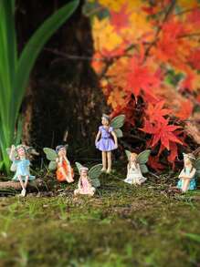 6入組花仙子設計花園裝飾品,現代合成樹脂花園雕像適用於花園 - 彩色 - 查看 2