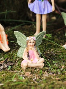 6入組花仙子設計花園裝飾品,現代合成樹脂花園雕像適用於花園 - 彩色 - 查看 4