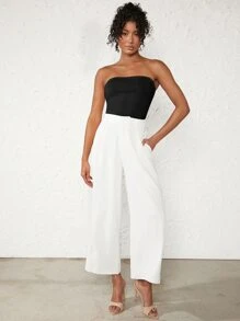 SHEIN BASICS 實心紋織管上衣 - 黑色 - 查看 3