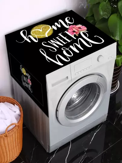 1 st tyg tvättmaskinsöverdrag, modern blom- och bokstavsgrafisk tvättmaskin och torktumlare överdrag för skolan, kontor, hushåll, resor