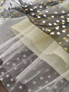 Niñas Vestido con estampado de estrella con malla ribete con fruncido con lazo delantero - Multicolor - Ver 4