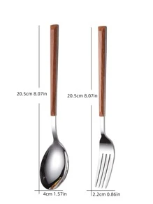 1pc Wooden Pattern Spoon & Fork School Supplies,Christmas Gift