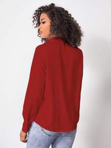 SHEIN Slayr Solid Button Front Shirt - Red - View 2